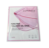 Luminous pink collagen gel mask packaging on a white background