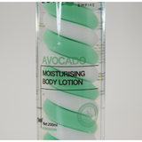 Avocado moisturizing body lotion packaging on a white background